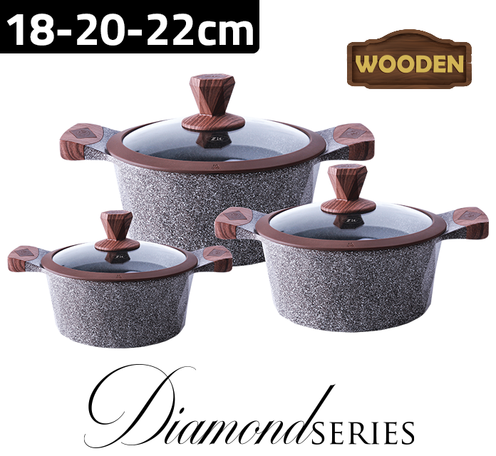 Zio Set Cookware Granit Line Wooden Z-8170-30