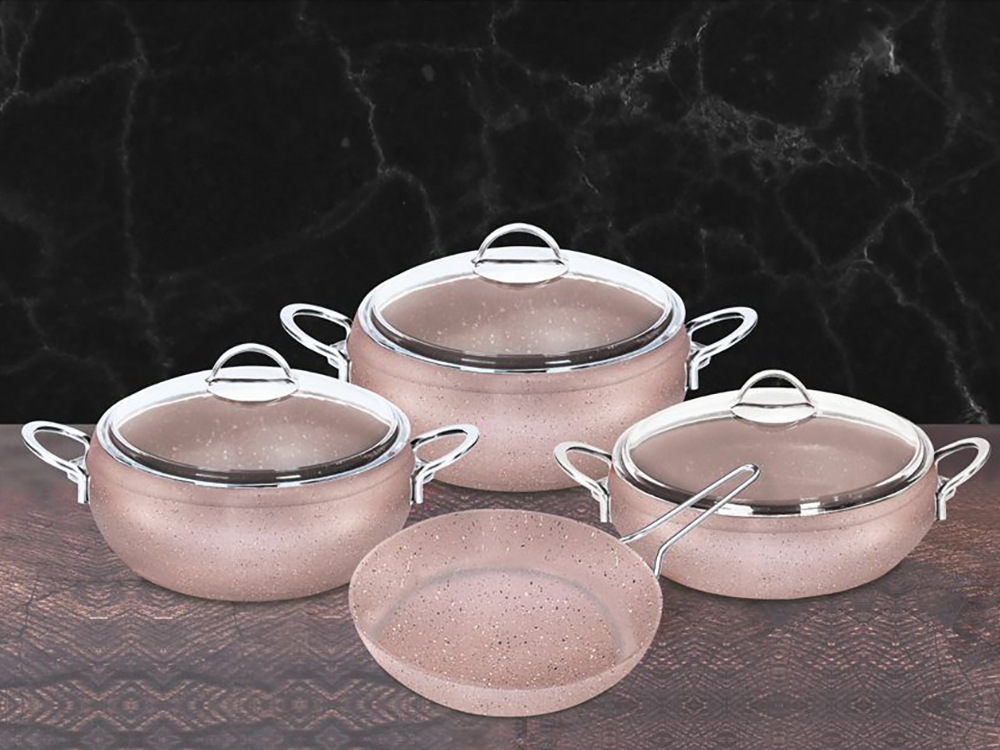 Lavonni 7 Piece Rose Cookware Set with Metal Handle