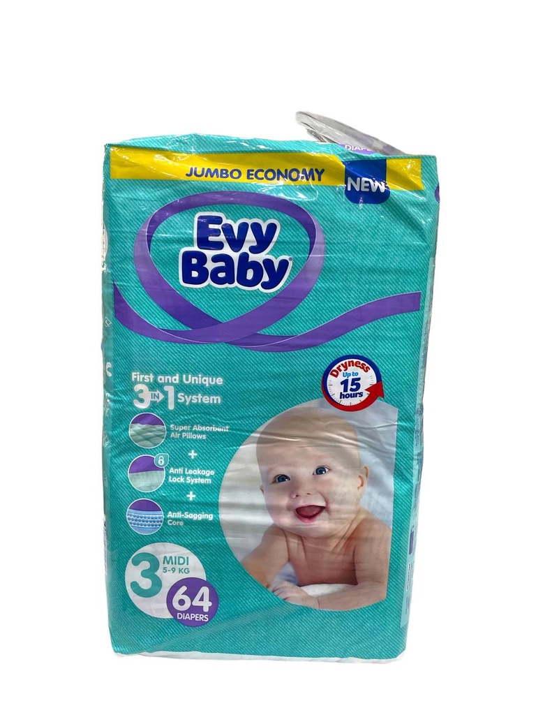 Evy Baby Diapers No.3 - 64Pcs