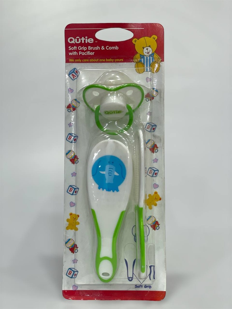 Qutie Soft Grip Brush & Comb With Pacifier