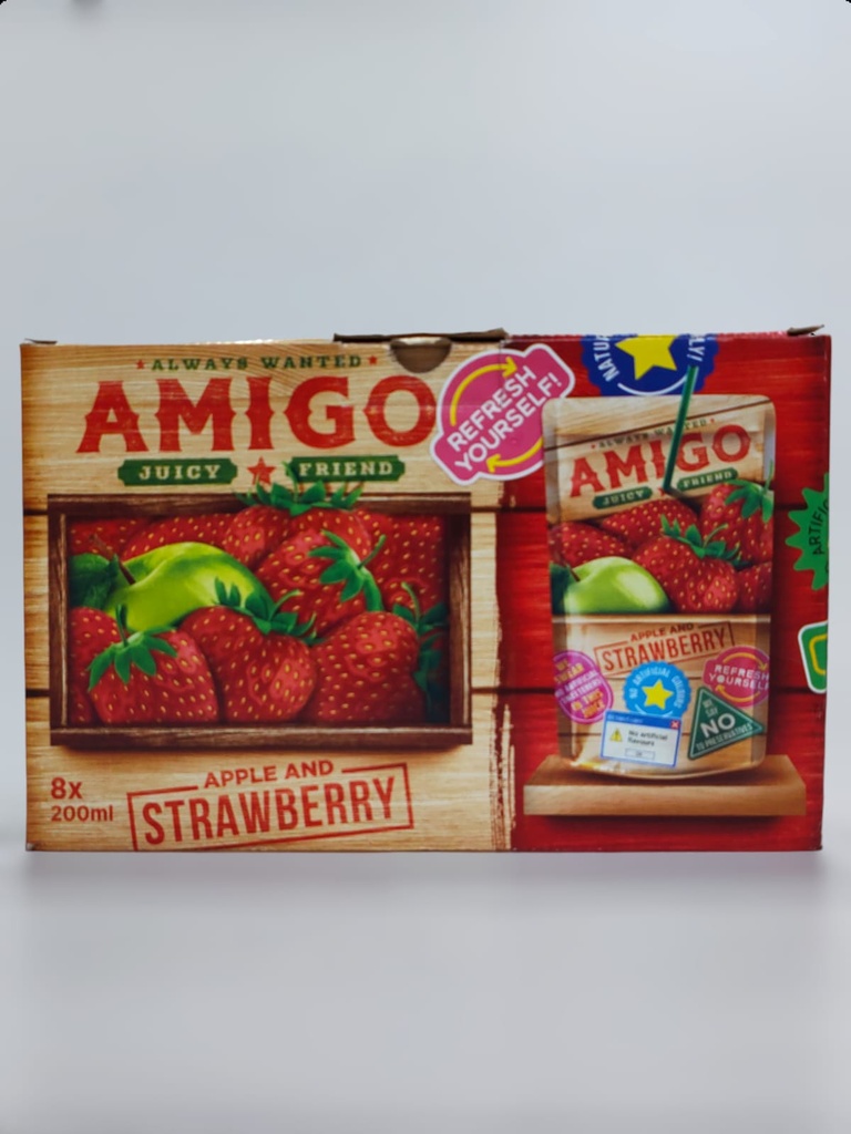 Amigo Juice And Fruit Apple And Strawberry 8*200ml