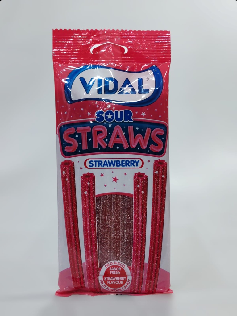 Vidal Gelle Sour Straws Strawberry 120g