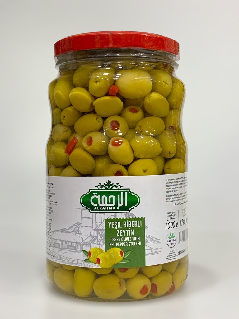 Al Rahma Green Olives With Red Pepper Stuffed 1740g