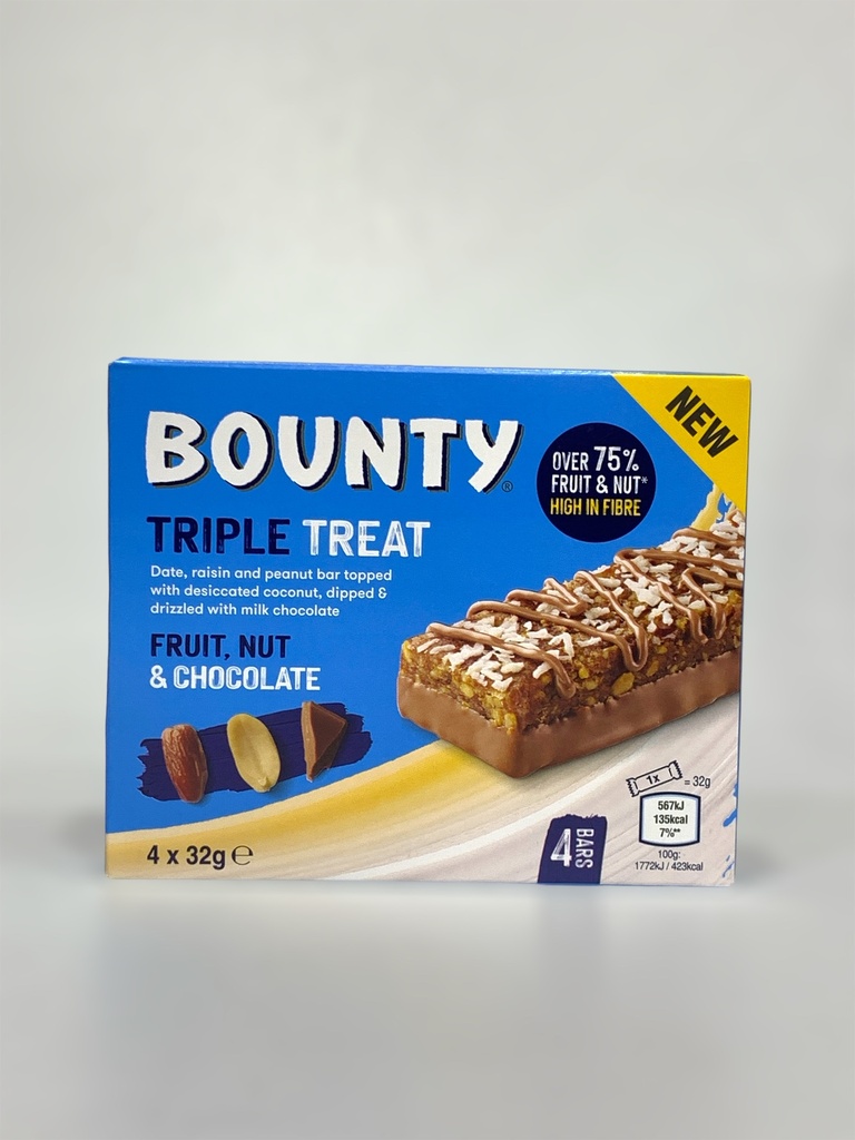 Bounty Triple Treat Fruit And Nut And Chocolate 4*32g