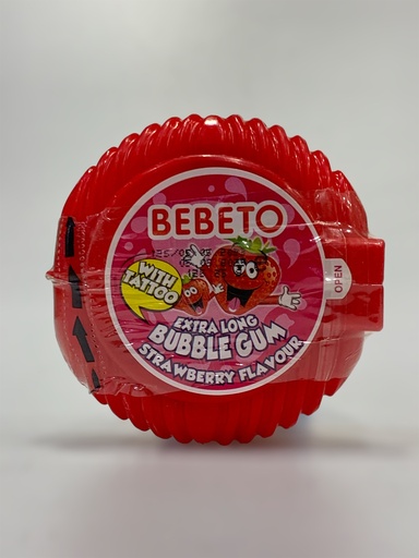 Bebeto Extra Long Bubble Gum Strawberry 40g