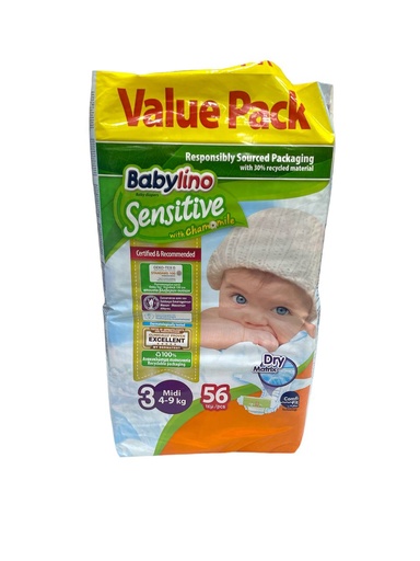 Babylino Sensitive Diapers No.3 - 56Pcs