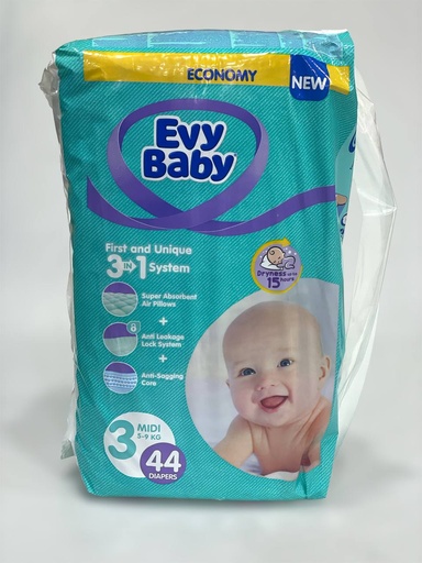 Evy Baby Diapers No.3 - 44Pcs