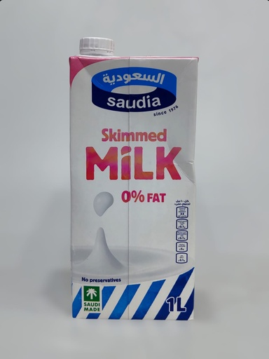 Saudi Cholesterol Skimmed Milk 0% Fat 1L